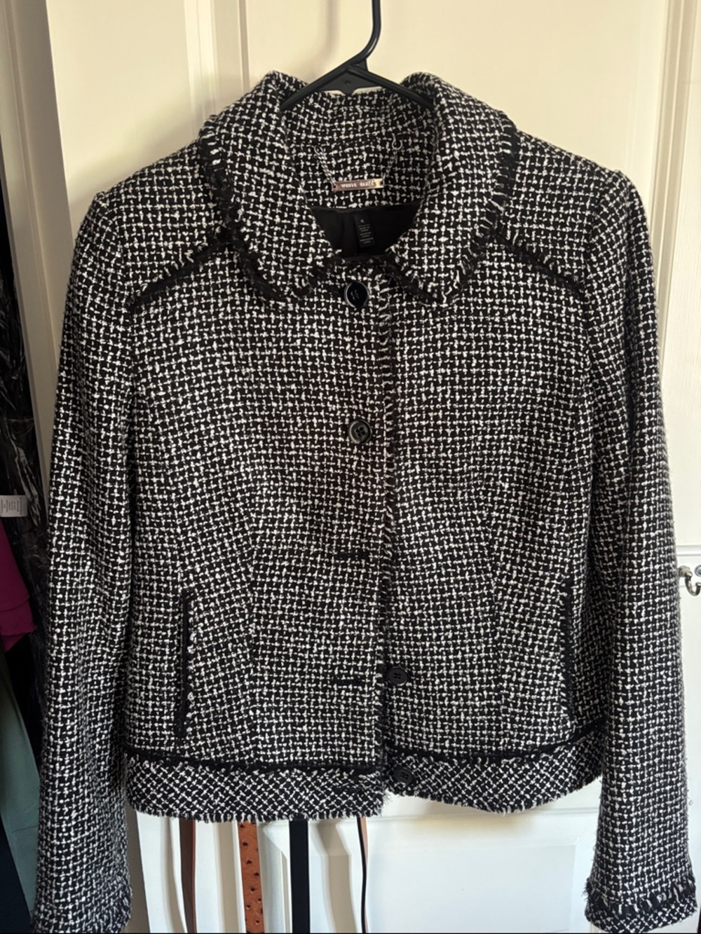 Wool-Blend Black & White Tweed Jacket - Women